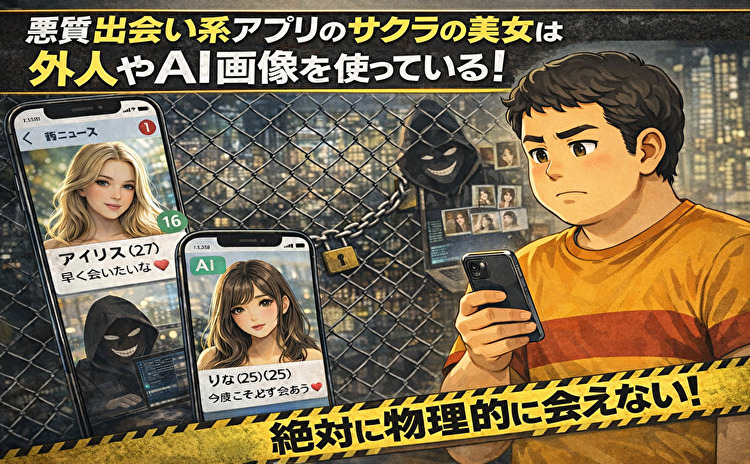出会い系アプリのサクラは外人や生成AIで作った画像が多い