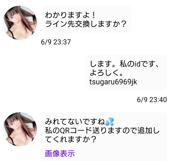 恋活マッチのサクラの芽衣とのやり取り