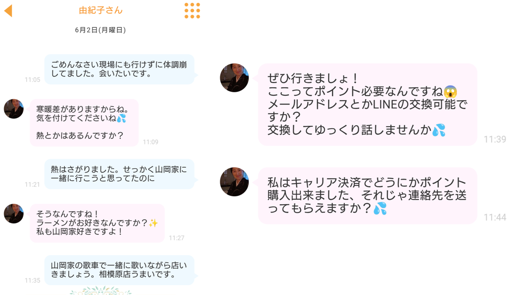 リミットのサクラとのやり取り